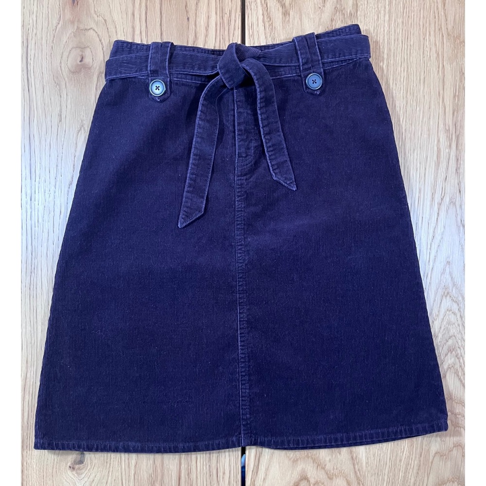 H&M Corduroy Mini Skirt Women Size 6 Dark Purple Dark Academia Tie Waist